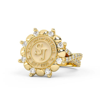 175 Unity Custom College Ring | 10mm Seal | San Jose Jewelers | Customizable Graduation Ring