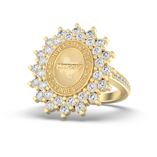 UTRGV Class Ring | San Jose Jewelers Custom College Rings | 177 Success Ring In Yellow Gold With Diamonds | University Of Texas Rio Grande Valley UTRGV Seal In Yellow Gold