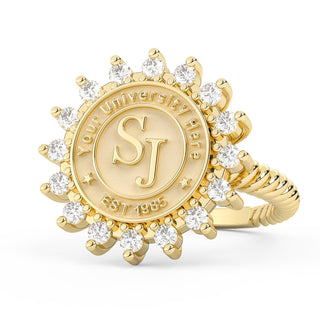 193 Cherish Custom College Ring | 12mm Seal | San Jose Jewelers | Customizable Graduation Ring
