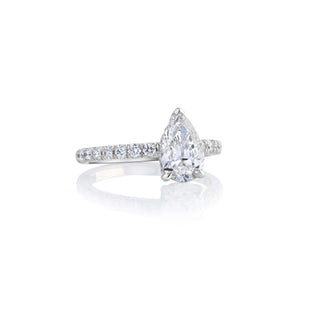 14K White Gold Pear Engagement Ring