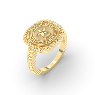 UTRGV Class Ring | San Jose Jewelers Custom College Rings | 222 Classic Ring In Yellow Gold | University Of Texas Rio Grande Valley UTRGV Seal In Yellow Gold