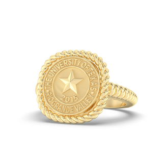 UTRGV Class Ring | San Jose Jewelers Custom College Rings | 222 Classic Ring In Yellow Gold | University Of Texas Rio Grande Valley UTRGV Seal In Yellow Gold