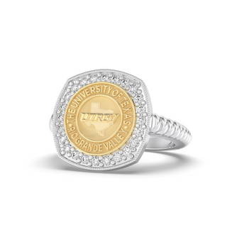 UTRGV Class Ring | San Jose Jewelers Custom College Rings | 237 Luna Ring In White Gold With Diamonds | University Of Texas Rio Grande Valley UTRGV Seal In Gold