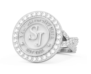 249 Eternity - 12mm - Criss Cross w/ Stones - White Gold - Size 7.5-11.5 (CLEARANCE) San Jose Jewelers