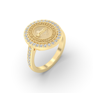 UTRGV Class Ring | San Jose Jewelers Custom College Rings | 249 Eternity Yellow Ring With Diamonds | University Of Texas Rio Grande Valley UTRGV Yellow Gold Seal