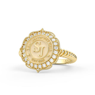312 Grace Custom College Ring | 10mm Seal | San Jose Jewelers | Customizable Graduation Ring