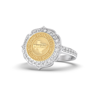 UTRGV Class Ring | San Jose Jewelers Custom College Rings | 312 Grave Ring In White Gold with White Diamonds