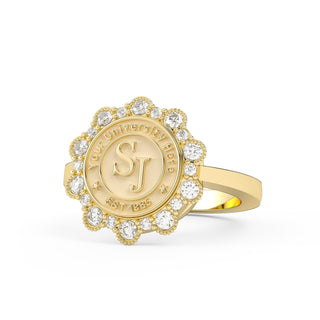 313 Blossom Custom College Ring | 10mm Seal | San Jose Jewelers | Customizable Graduation Ring