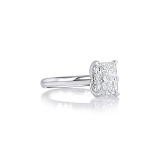 Radiant Hidden Halo Diamond Engagement Ring White Gold