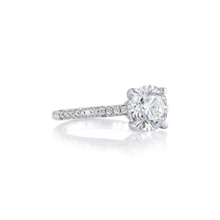 2 Carat Diamond Solitaire Engagement Ring w/ 4 Prong Halo | 14K White Gold