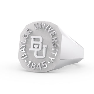Men's Baylor Class Ring | Geometric Class Ring | Baylor University | Silver | White Gold