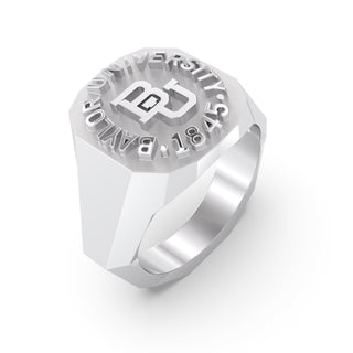 Men's Baylor Class Ring | Geometric Class Ring | Baylor University | Silver | White Gold