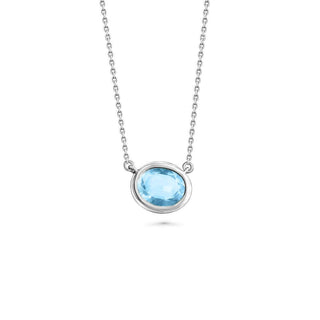 Silver Semi-Precious Stone Necklace | Oval | Blue San Jose Jewelers