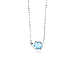 Silver Semi-Precious Stone Necklace | Pear | Blue San Jose Jewelers