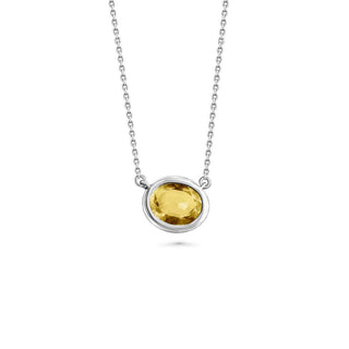 Silver Semi-Precious Stone Necklace | Oval | Citrine San Jose Jewelers