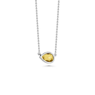 Silver Semi-Precious Stone Necklace | Pear | Citrine San Jose Jewelers