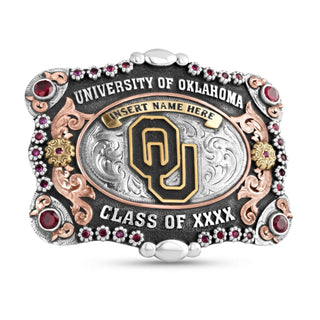 OU BELT BUCKLE | OKLAHOMA UNIVERSITY BUCKLE | SAN JOSE JEWELERS | SADDLE