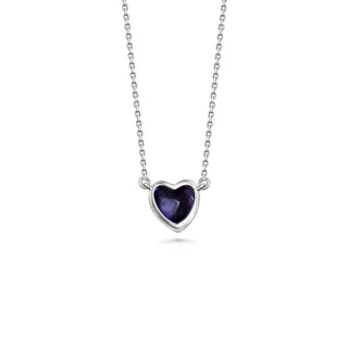 Silver Semi-Precious Stone Necklace | Heart | Purple San Jose Jewelers