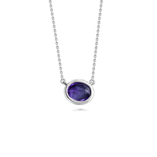 Silver Semi-Precious Stone Necklace | Oval | Purple San Jose Jewelers