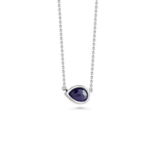 Silver Necklace w/ Pear Amethyst | Purple Pear Pendant