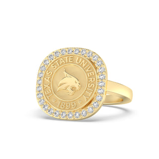 yellow gold texas state university txst graduation class ring 247 boko seal