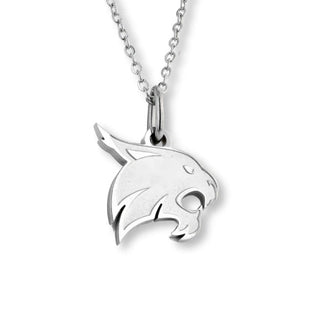 Texas State Bobcat Necklace | TXST Bobcat Pendant | Silver Stainless Steel Chain