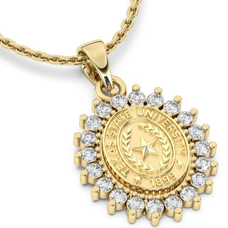 TXST Necklace | 123 Tradition with Texas State University Pendant | 14K Gold