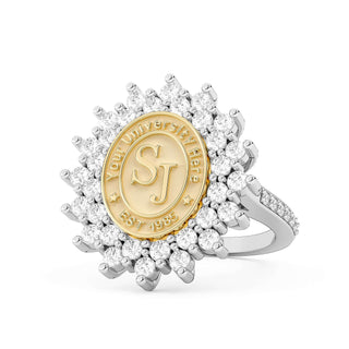 Yellow and white gold oval ring from the University Collection by San Jose Jewelers