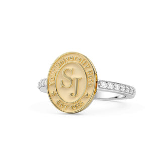 Yellow and white gold Vida SOS oval ring, bold and stylish from the University collection