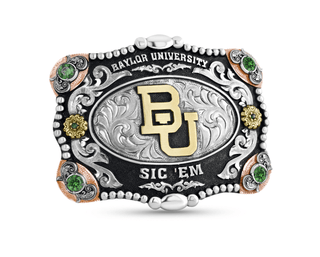 baylor university bu sic em silver belt buckle