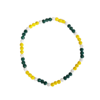green and gold sparkly beaded necklace
