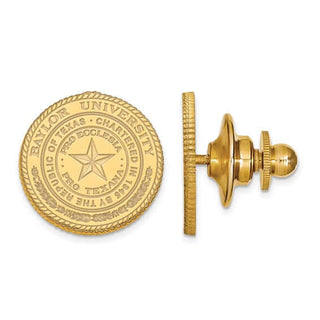 baylor university seal lapel pin tie tack yellow gold