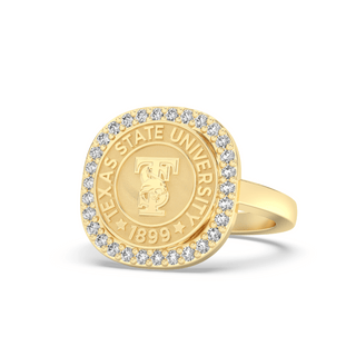 yellow gold texas state university txst graduation class ring 247 bobcat seal