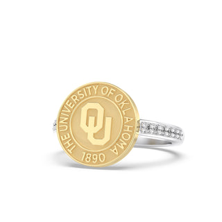 Oklahoma Class Ring with diamonds on band | San Jose Jewelers 228 Vida OU graduation ring