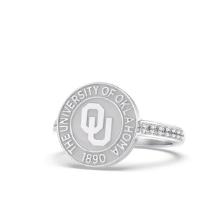 Oklahoma Class Ring with diamonds on band | San Jose Jewelers 228 Vida OU graduation ring