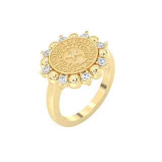 university of texas health science san antonio Gold ring with stones on a white background