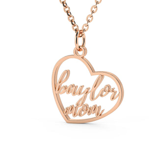 Baylor Mom | Heart Shaped Mom Necklace | Heart-Shaped Mom Pendant | Mom Heart-Shaped Pendant | Baylor Bears | Baylor Jewelry | Baylor Pendant | Mom Charm | Heart Shaped Necklaces | Gold Heart Pendant Necklace | Silver Heart Necklace | Rose Gold Heart Necklace