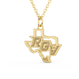UTRGV | UT Rio Grande Valley | University of Texas Rio Grande Valley | University Jewelry | College Necklace | Texas Pendant | Texas Charm | Texas Shaped Necklaces | Gold Texas Pendant Necklace | Silver Texas Necklace | Rose Gold Texas Necklace