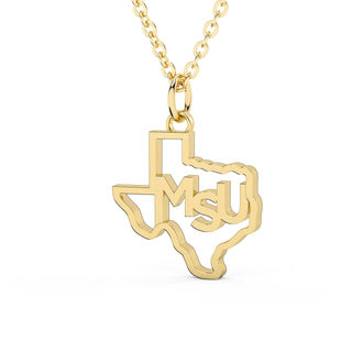 MSU | Midwestern State | Midwestern State University | University Jewelry | College Necklace | Texas Pendant | Texas Charm | Texas Shaped Necklaces | Silver Texas Necklace