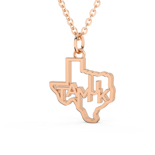 Texas A&M Kingsville | TAMUK | University Jewelry | College Necklace | Texas Pendant | Texas Charm | Texas Shaped Necklaces | Gold Texas Pendant Necklace | Silver Texas Necklace | Rose Gold Texas Necklace