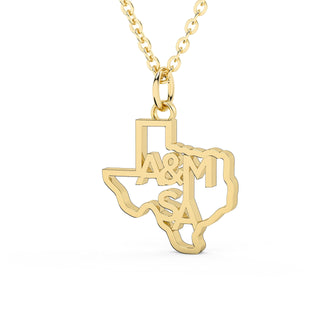Texas A&M San Antonio | TAMUSA | University Jewelry | College Necklace | Texas Pendant | Texas Charm | Texas Shaped Necklaces | Gold Texas Pendant Necklace | Silver Texas Necklace | Rose Gold Texas Necklace | Texas A&M Jaguars | Texas A&M Pendant | Texas A&M Jewelry | Texas A&M Necklace