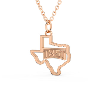 TXST Necklace | Texas State Necklace | Texas State University Necklace | TXST Bobcats | University Jewelry | College Necklace | Texas Pendant | Texas Charm | Texas Shaped Necklaces | Gold Texas Pendant Necklace | Silver Texas Necklace | Rose Gold Texas Necklace