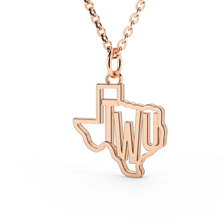Texas Woman’s University | TWU | University Jewelry | College Necklace | Texas Pendant | Texas Charm | Texas Shaped Necklaces | Gold Texas Pendant Necklace | Silver Texas Necklace | Rose Gold Texas Necklace