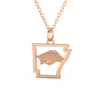UARK | Razorbacks | University of Arkansas | Fayetteville | University Jewelry | College Necklace | Arkansas Shaped Necklaces | Gold Arkansas Necklace | Silver Arkansas Necklace | Rose Gold Arkansas Necklace