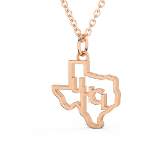 University of Texas Clear Lake | UHCL | University of Houston Clear Lake | University Jewelry | College Necklace | Texas Pendant | Texas Charm | Texas Shaped Necklaces | Gold Texas Pendant Necklace | Silver Texas Necklace | Rose Gold Texas Necklace