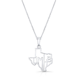 Texas Necklace Silver | Silver Texas Pendant | University of Mary-Hardin Baylor | UMHB | UMHB Jewelry | University Jewelry | College Necklace | Texas Pendant | Texas Charm | Texas Shaped Necklaces | Silver Texas Necklace 