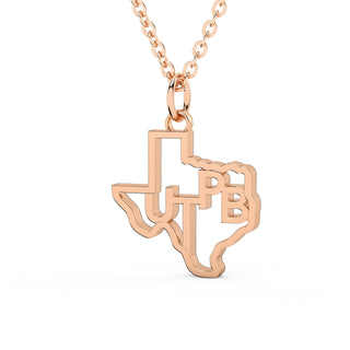 UTPB | UT Permian Basin | University of Texas Permian Basin | University Jewelry | College Necklace | Texas Pendant | Texas Charm | Texas Shaped Necklaces | Gold Texas Pendant Necklace | Silver Texas Necklace | Rose Gold Texas Necklace