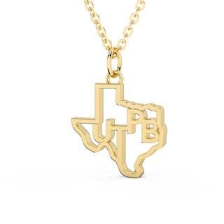 UTPB | UT Permian Basin | University of Texas Permian Basin | University Jewelry | College Necklace | Texas Pendant | Texas Charm | Texas Shaped Necklaces | Gold Texas Pendant Necklace | Silver Texas Necklace | Rose Gold Texas Necklace