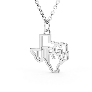 UTRGV | UT Rio Grande Valley | University of Texas Rio Grande Valley | University Jewelry | College Necklace | Texas Pendant | Texas Charm | Texas Shaped Necklaces | Gold Texas Pendant Necklace | Silver Texas Necklace | Rose Gold Texas Necklace