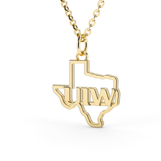 UIW Texas | Incarnate Word Texas | Texas Necklace | UIW Necklace | University of the Incarnate Word Necklace | Incarnate Word Necklace | University Jewelry | College Necklace | Texas Pendant | Texas Charm | Texas Shaped Necklaces | Gold Texas Pendant Necklace | Silver Texas Necklace | Rose Gold Texas Necklace